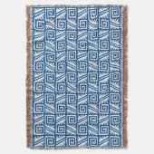 Couverture Motif Ikat Aztec - Bleu Cobalt et Blanc (devant Vertical)