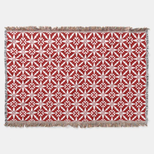 Couverture Motif Ikat Star - Rouge foncé et blanc (Devant)