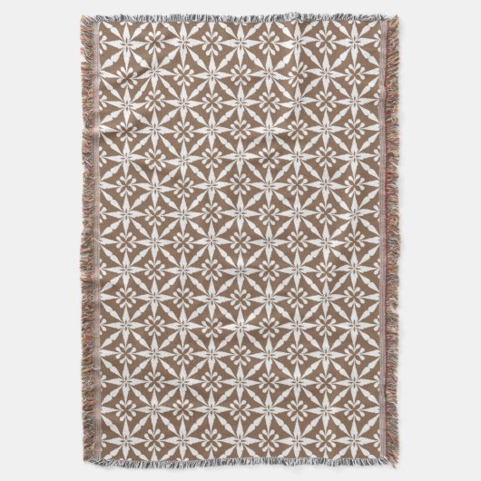 Couverture Motif Ikat Star - Taupe Tan et Blanc (devant Vertical)