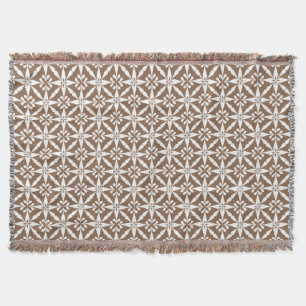 Couverture Motif Ikat Star - Taupe Tan et Blanc