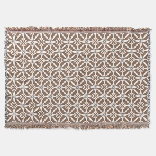 Couverture Motif Ikat Star - Taupe Tan et Blanc (Devant)