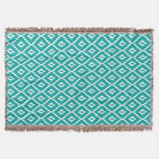 Couverture Motif Ikat - Turquoise et blanc (Devant)