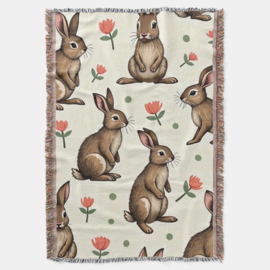 Couverture motif lapin vintage (devant Vertical)