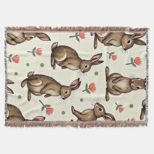 Couverture motif lapin vintage (Devant)