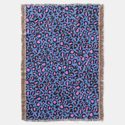 Couverture Motif léopard en framboise sur bleu électrique (devant Vertical)
