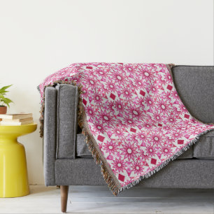 Couverture Motif mandala dans des nuances de rose, bordeaux