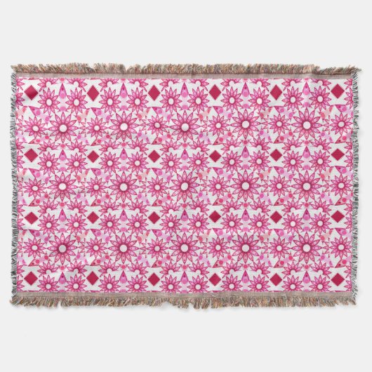 Couverture Motif mandala dans des nuances de rose, bordeaux (Devant)