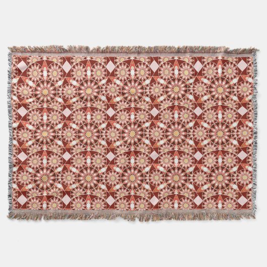 Couverture Motif mandala, marron, rouille, beige, chamois (Devant)