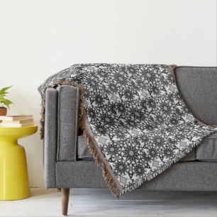 Couverture Motif mandala, Noir, Blanc et Gris
