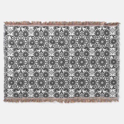 Couverture Motif mandala, noir, blanc et gris (Devant)