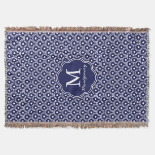 Couverture Motif Marine Blue Japanese Waves - Personnalisé