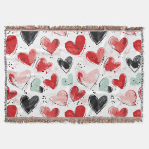 Couverture motif mignon avec coeur peint aquarelle