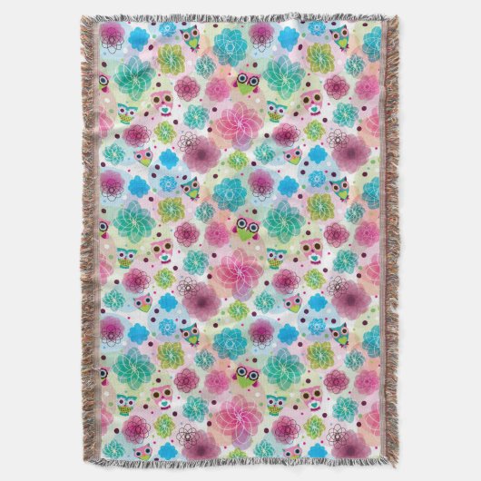 Couverture Motif mignon d'arrière - plan de hibou de fleur (devant Vertical)