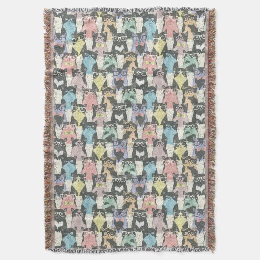 Couverture Motif mignon de chats de hippie (devant Vertical)