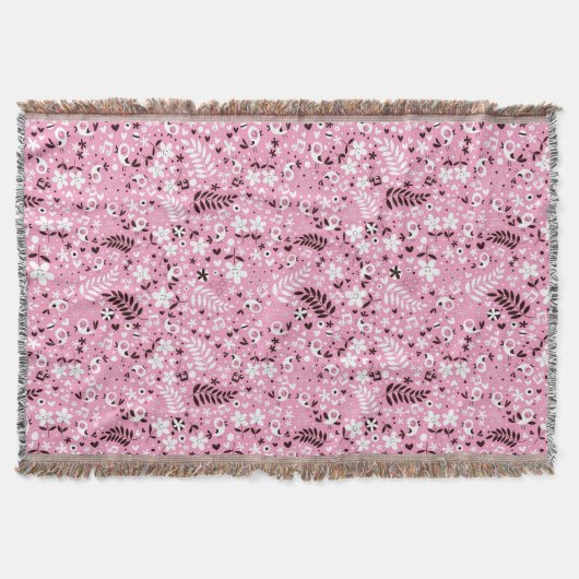 Couverture motif mignon de rose d'oiseaux et de fleurs (Devant)