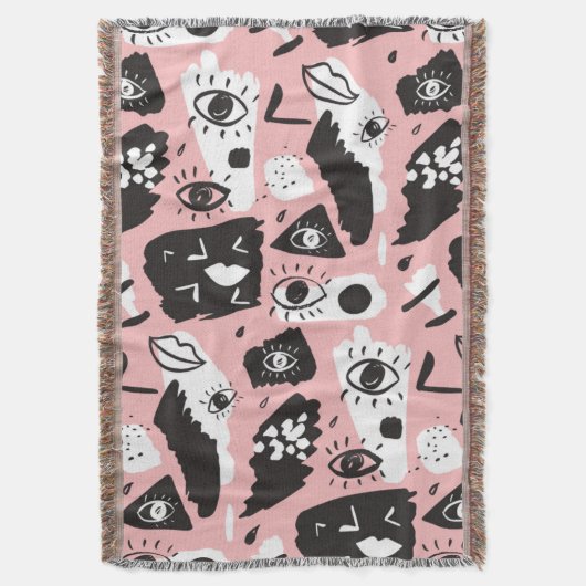 Couverture Motif moderne abstrait d'oeil et de lèvres (devant Vertical)