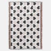 Couverture Motif moderne Blush Rose Black Love Hearts (devant Vertical)