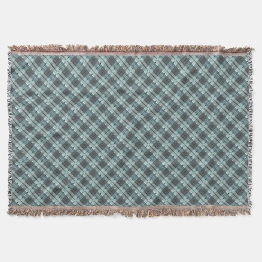 Couverture Motif moderne de plaid dans Teal et le gris (Devant)