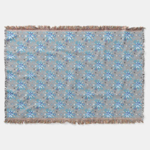 Couverture Motif moderne gris et bleu Holiday Snowflakes
