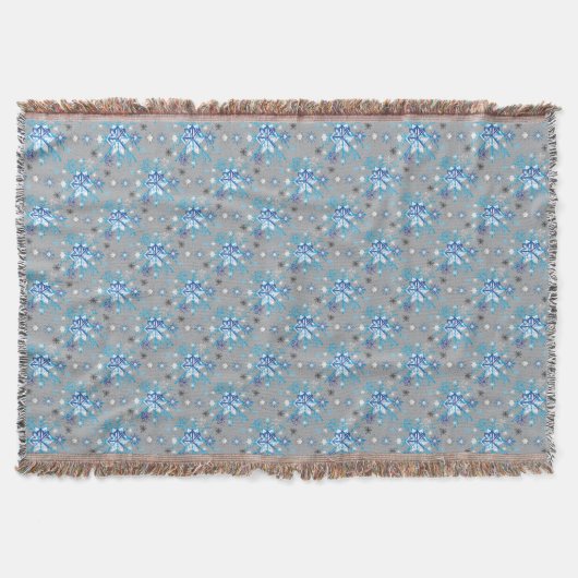 Couverture Motif moderne gris et bleu Holiday Snowflakes (Devant)
