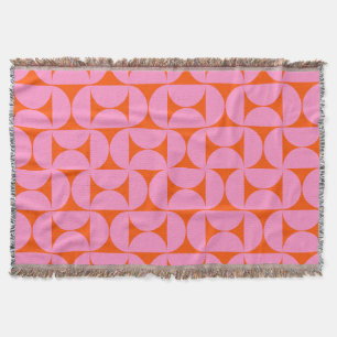 Couverture Motif moderne rose Et orange Du Milieu Du Siècle