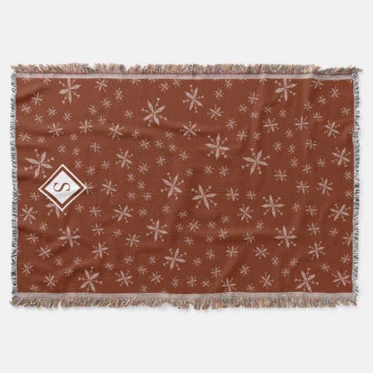 Couverture Motif moderne Snowflake sur Red Monogramme (Devant)