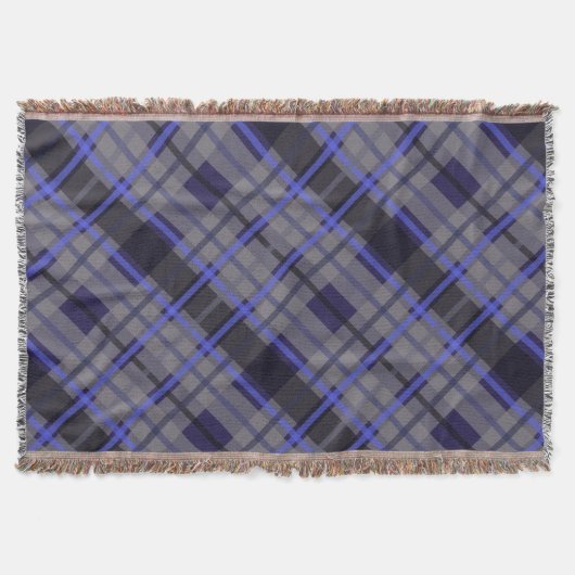 Couverture Motif moderne Tartan bleu gris noir (Devant)