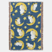 Couverture Motif mouton, Mouton couché, Lune, Étoiles (devant Vertical)