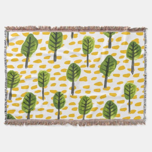 Couverture Motif Naïve Green Black Tree (Devant)