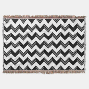 Couverture Motif noir, gris, blanc moderne de Chevron de