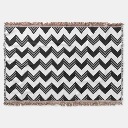 Couverture Motif noir, gris, blanc moderne de Chevron de (Devant)