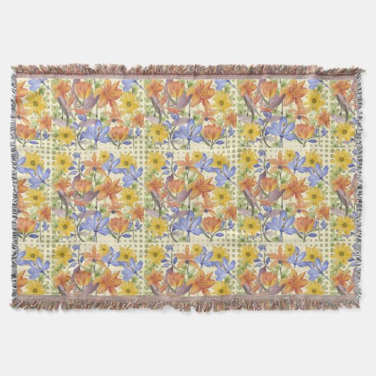 COUVERTURE MOTIF ORANGE FLOWER (Devant)