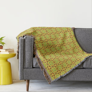 Couverture Motif oriental rouge jaune ottoman turc Tulip