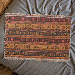 Couverture Motif ornemental tribal de terre cuite moderne