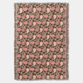Couverture Motif Paisley, corail et chocolat (devant Vertical)