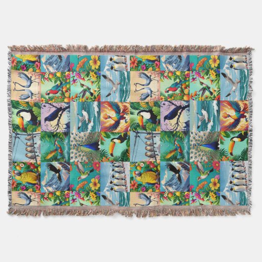 Couverture Motif patchwork d'oiseaux (Devant)