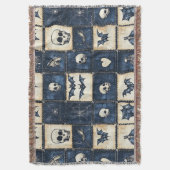Couverture Motif patchwork en jean Halloween gothique (devant Vertical)