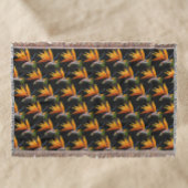 Couverture Motif Plante Orange Bird of Paradise sur Noir