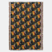 Couverture Motif Plante Orange Bird of Paradise sur Noir (devant Vertical)