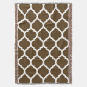 Couverture Motif Quatrefeuilles Marocain Brun (devant Vertical)