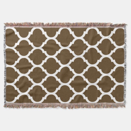 Couverture Motif Quatrefeuilles Marocain Brun (Devant)