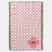 Couverture Motif Quatrefoil rose rose monogramme (devant Vertical)