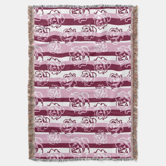 Couverture Motif rayé avec des roses (devant Vertical)