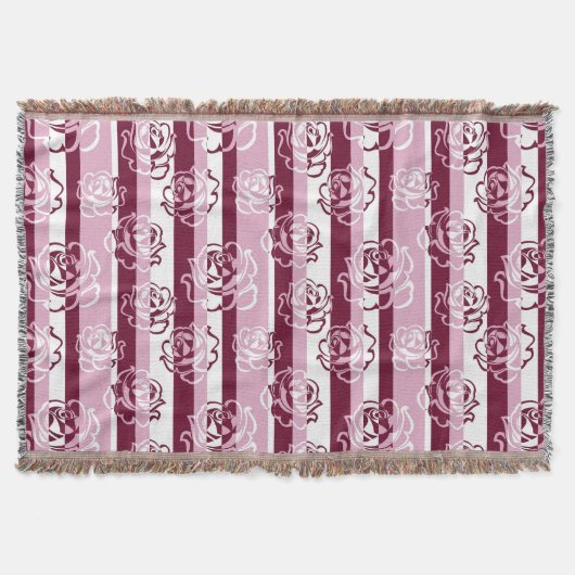 Couverture Motif rayé avec des roses (Devant)