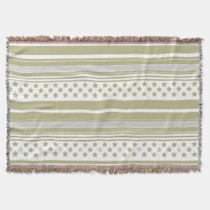 Couverture Motif rayé olive avec étoiles