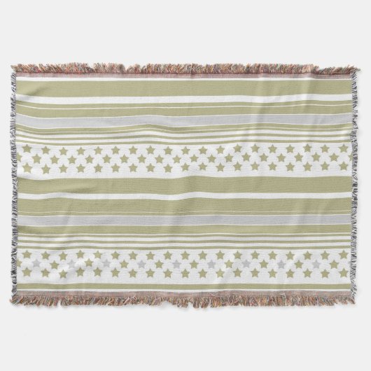 Couverture Motif rayé olive avec étoiles (Devant)