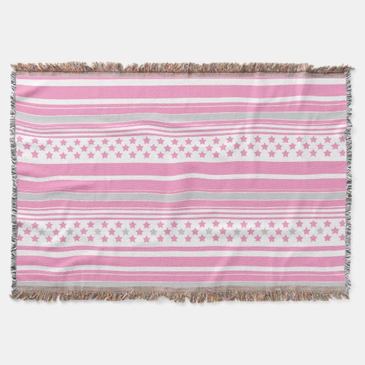 Couverture Motif rayé rose avec étoiles (Devant)
