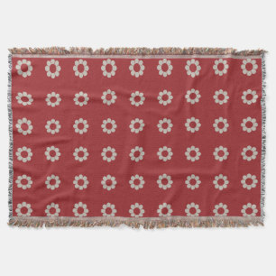 Couverture Motif Retro Simple Flower Shapes rouge Noël