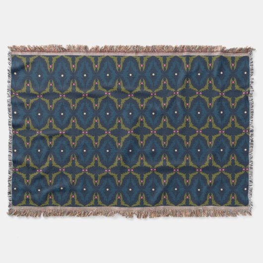 Couverture Motif Rétro Vintage Deep Blue (Devant)