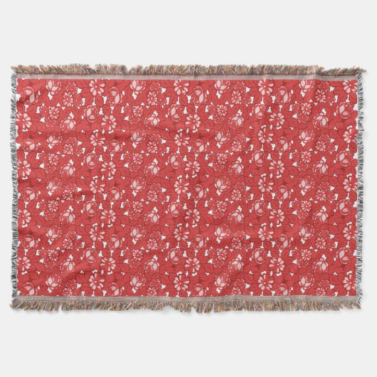 Couverture motif rose en rouge (Devant)